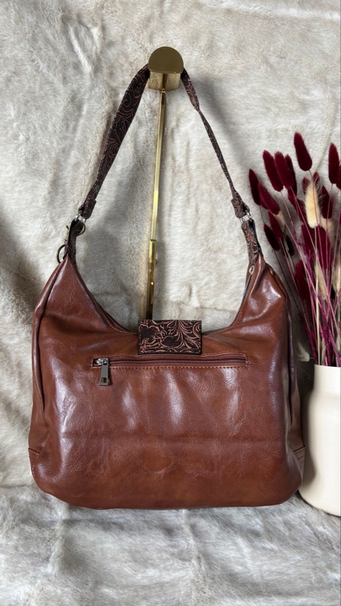 Sac western marron neuf – style bohème chic à boucle argentée - photo numéro 2