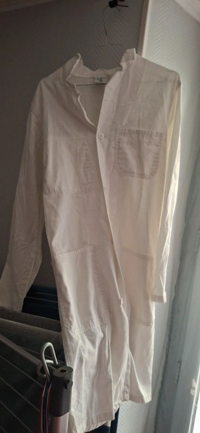 Tablier blanc laboratoire 100/ coton - photo numéro 2
