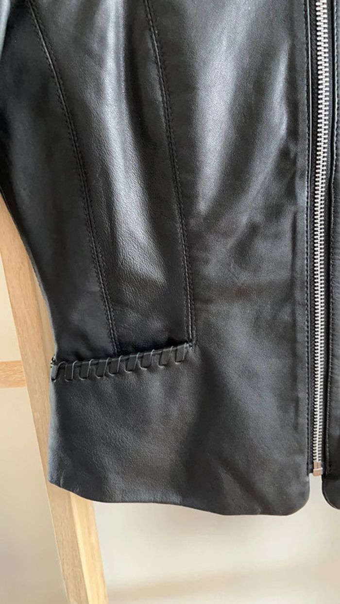 Veste Cuir Noir Mango XS - photo numéro 7