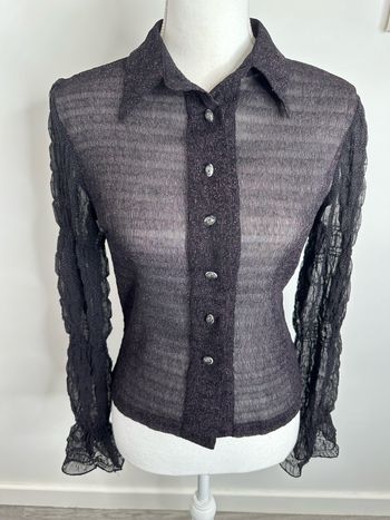 Chemisier transparent mesh plumetis violet lila Paul Brial Vintage T1 36 S