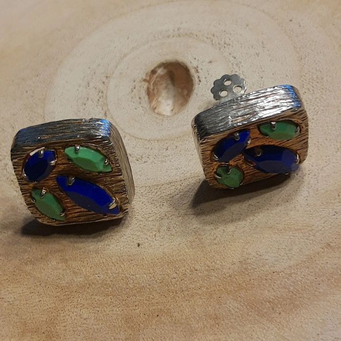 Boucles d’oreilles carrées vintage véritable à clips - photo numéro 5