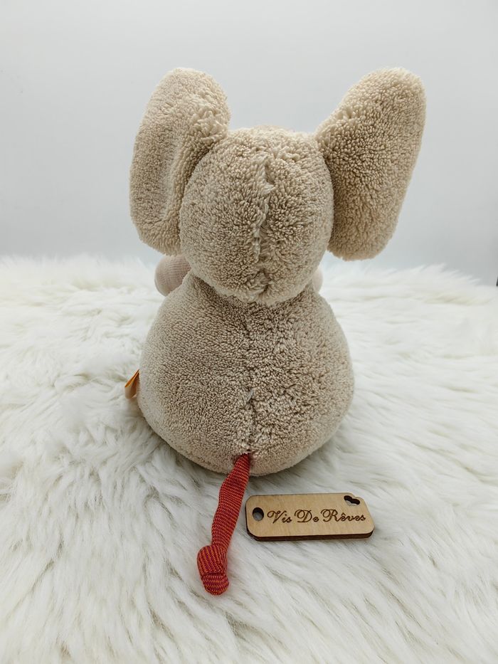 Doudou éléphant Les Papoum Moulin Roty beige et rose - photo numéro 6