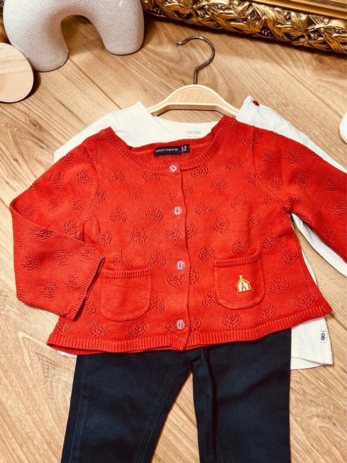 Taille 12 mois tenue 3p fille multimarque blanc rouge bleu marine * océan * 🎀 - photo numéro 5