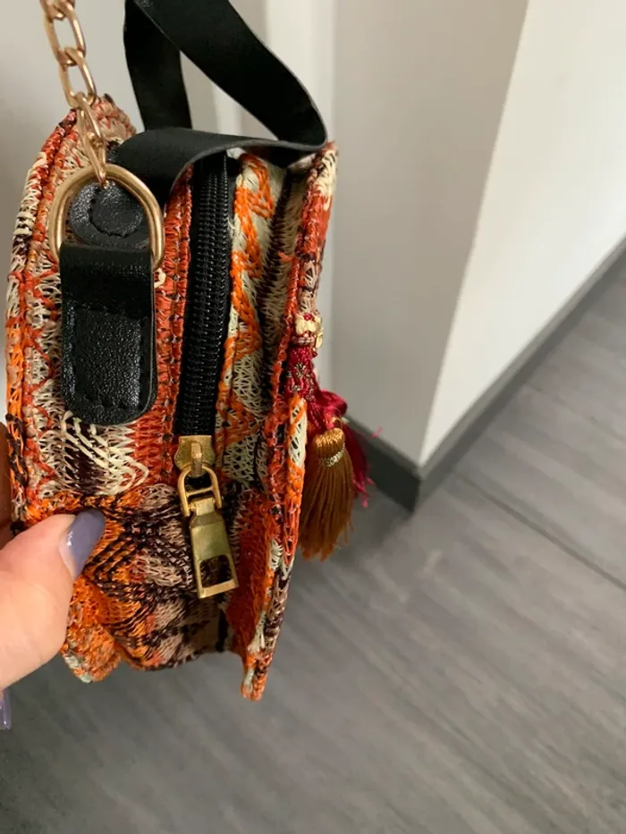 Petit sac rond brode bohème - photo numéro 5