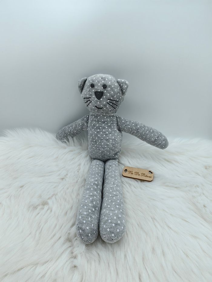 Doudou peluche Chat Étoiles gris blanc Bout'chou