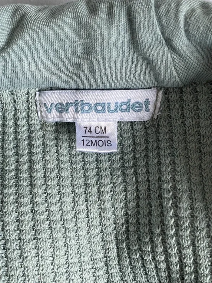 Sweat zippé Verbaudet vert 12 mois très bon état - photo numéro 4