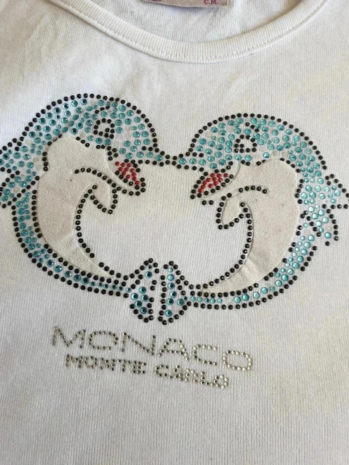 Tee shirt 8 ans dauphin Monaco Monte Carlo sequins - photo numéro 3