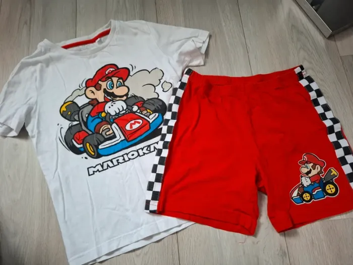 Pyjama Mario 134 cm 8 ans orange et blanc