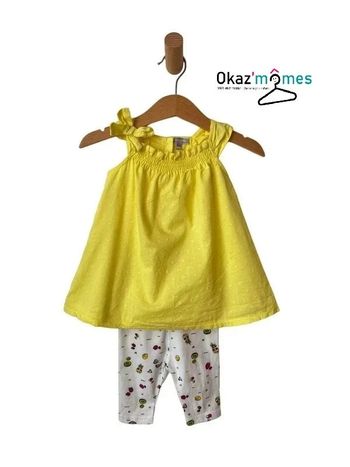 Ensemble d’été robe jaune + legging - Grain de blé 6 mois (68cm)