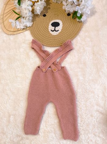 🌸 Salopette bébé fille Zara maille rose 3-6 mois / 68 cm bretelles volantées