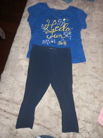 Ensemble leggings marine t-shirt 18 mois fille coton