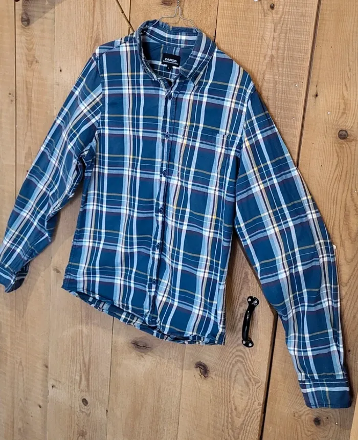 Chemise à carreaux bleu Cargo homme taille L – style casual - Très bon état - photo numéro 2