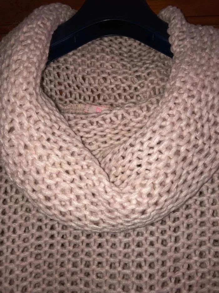 Pull maille col roulé rose Chantal B taille unique - photo numéro 2