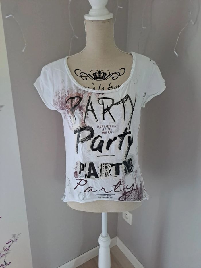 Tee shirt blan imprimé graphique True Prodigy t. M