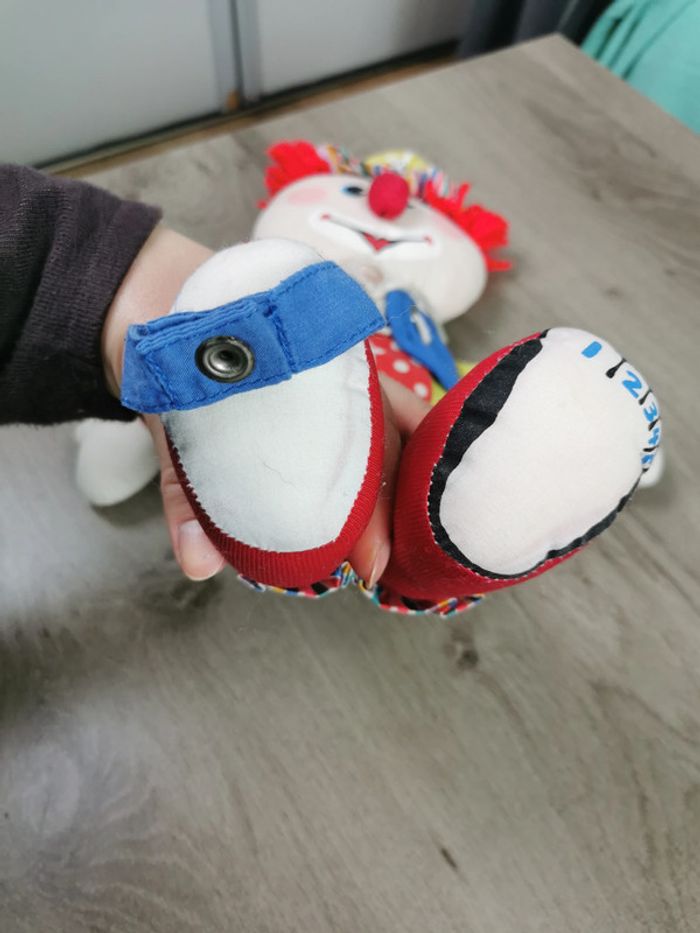 Clown peluche ancienne en tissu cravate à pois blanc - photo numéro 5