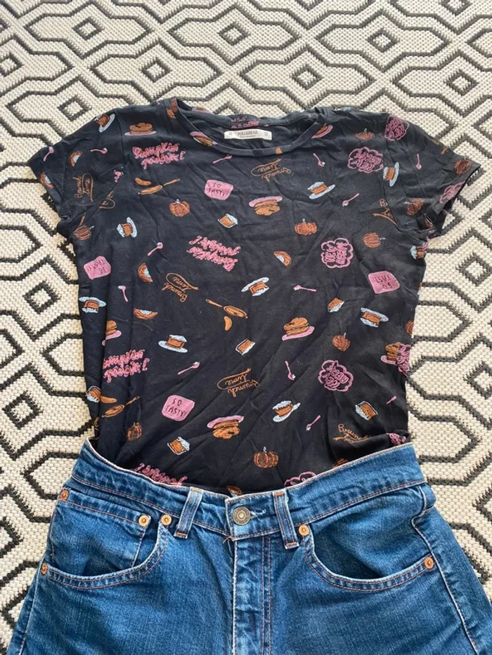 teeshirt noir à motif xs