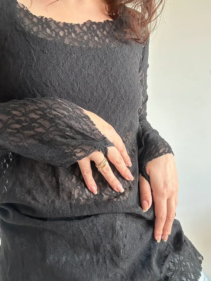 Tunique transparente y2k années 90 noire taille S/M - photo numéro 7