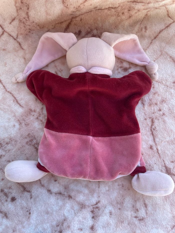 Doudou plat marionnettes lapin framboise Doudou et Compagnie - photo numéro 2