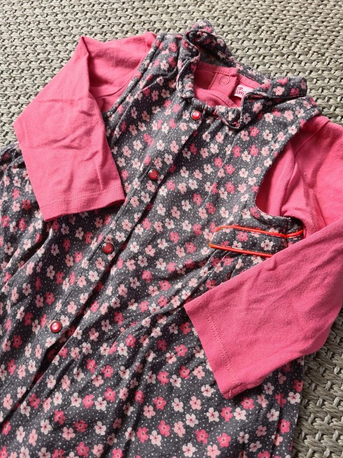 Robe blouse rose motif fleurs - 12 mois - photo numéro 4