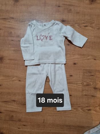 Pyjama velours 2 pièces 18 mois