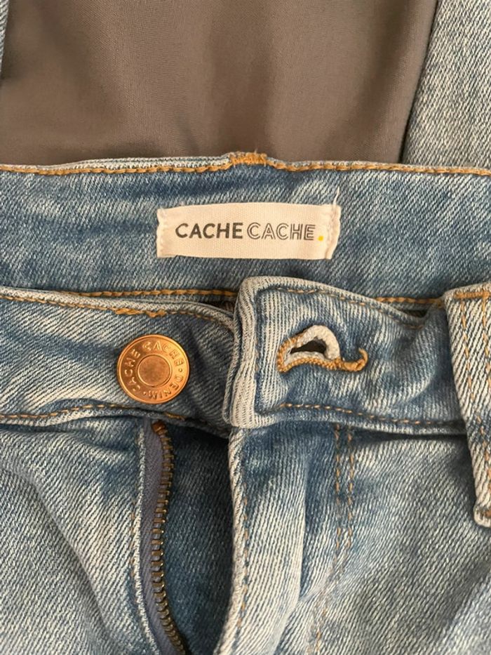Jean skinny bleu clair Cache Cache – tendance, taille haute, effet destroy léger - photo numéro 3