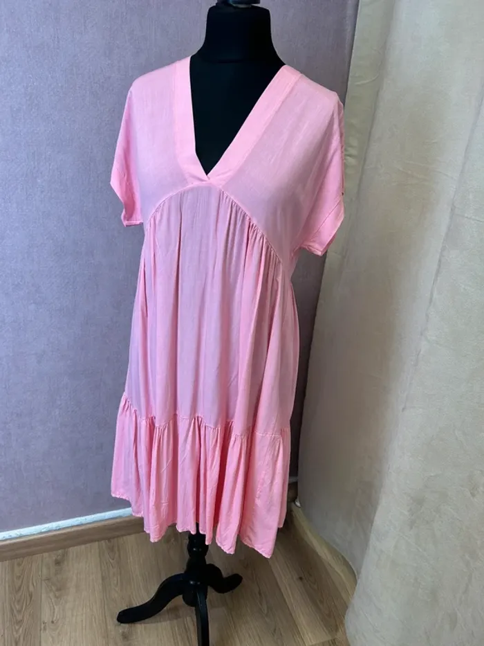 Robe femme robe été femme rose robe mi longue femme taille 40 taille 42 - photo numéro 2