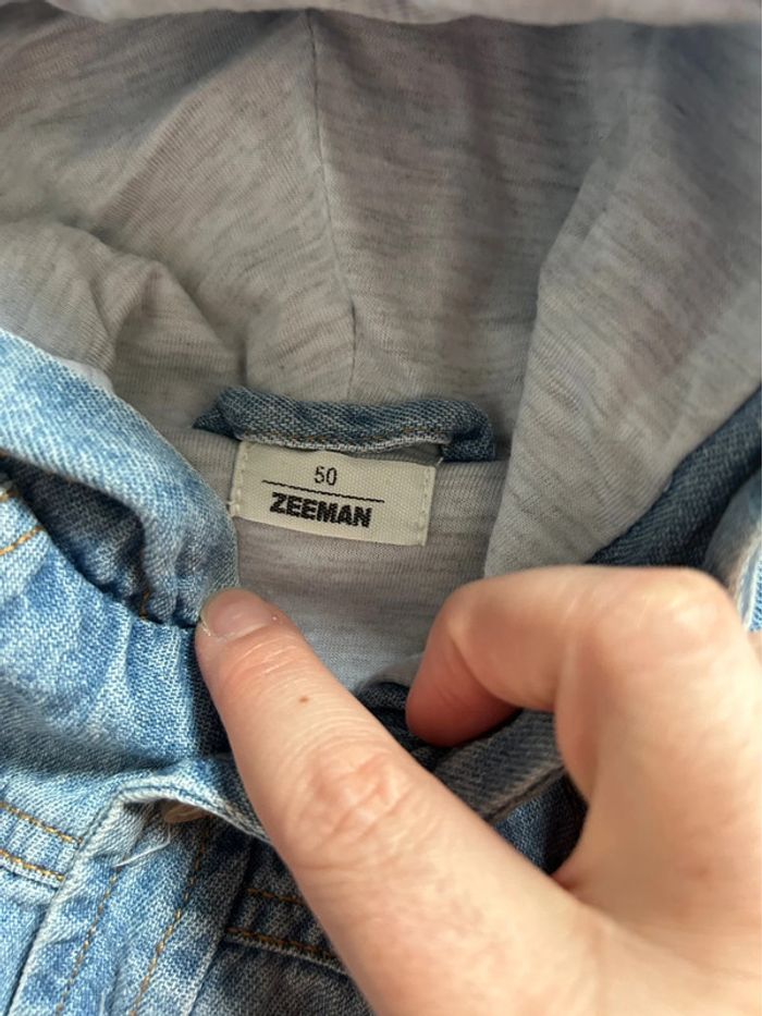 Jolie Veste en Jean Bébé Zeeman - Capuche Doublée - Taille 50 cm (Naissance/1 mois) - photo numéro 3