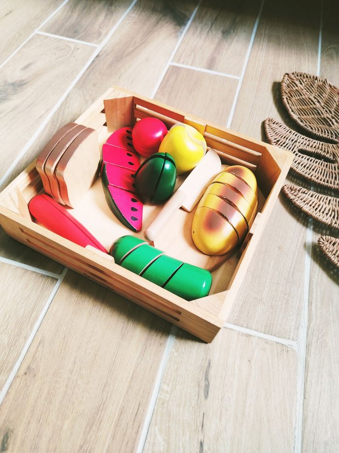 🥖Dinette grande cagette aliments divers fruits légumes à scratch en bois marque Melissa et Doug - photo numéro 2