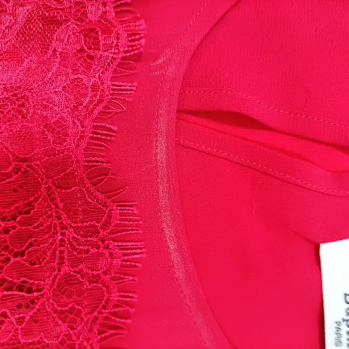 Robe droite rouge Daphnea en dentelle transparente manches courtes taille L A1125 - photo numéro 7