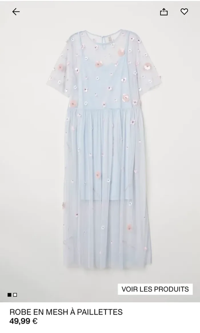 Robe bleu en mesh perles H&M t.44 - photo numéro 7