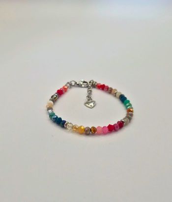 Bracelet argenté petites perles multicolores