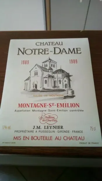 Étiquette De Vin Château Notre Dame Montagne Saint Émilion 1989 Neuve