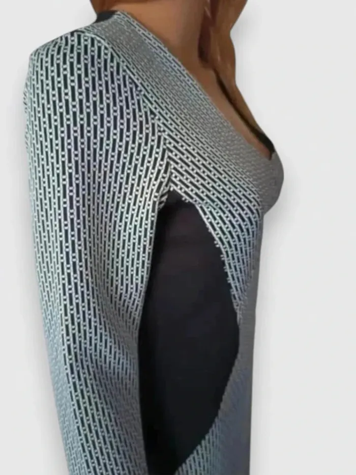 robe midi Maille Demoiselle gris et noir taille M - photo numéro 5
