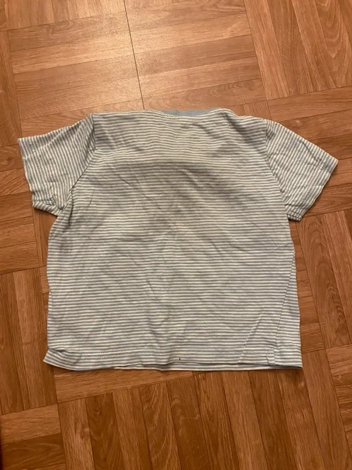 T-shirt marinière à rayures gris et bleu taille 12/24 mois Lupilu - photo numéro 3