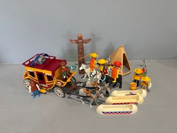 Playmobil Western Cowboy Indien mexicain vintage Attaque de diligence Jaune