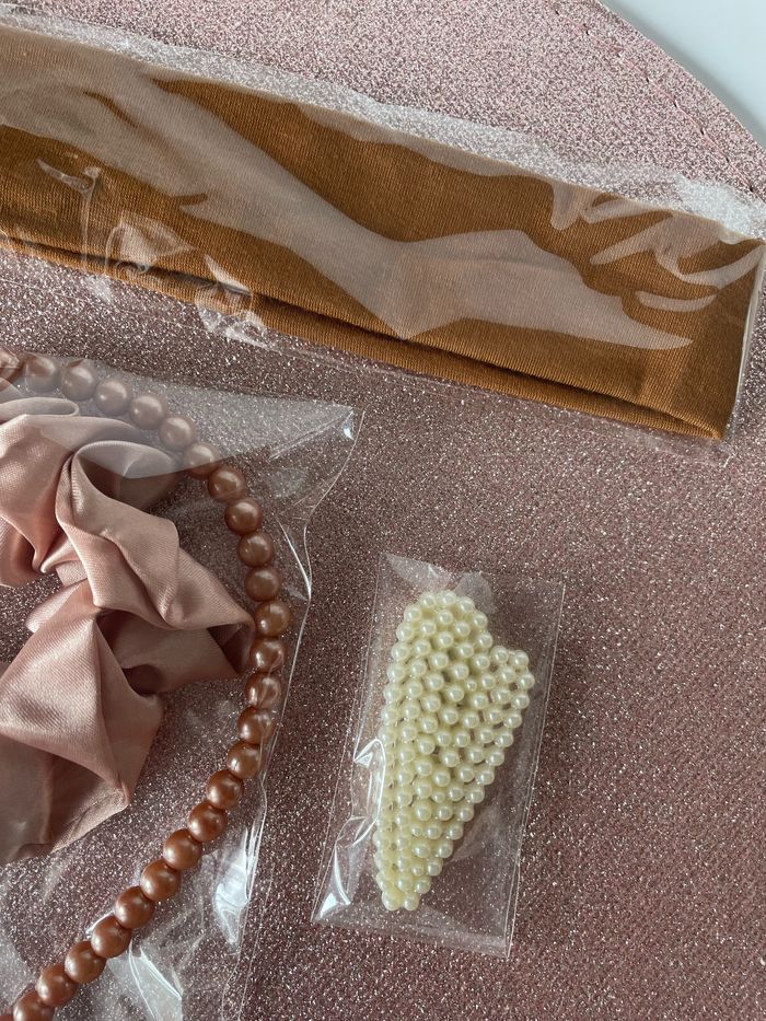 Lot accessoires pour cheveux marron et beige - photo numéro 3