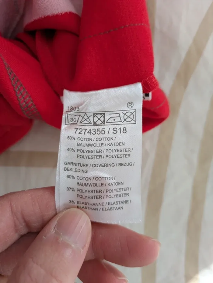 T-shirt Manches Longues Rouge - 6 Mois - Boutonné dos - photo numéro 3