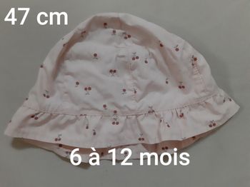 Chapeau / bob fille - cerises - 47 cm - 6 à 12 mois