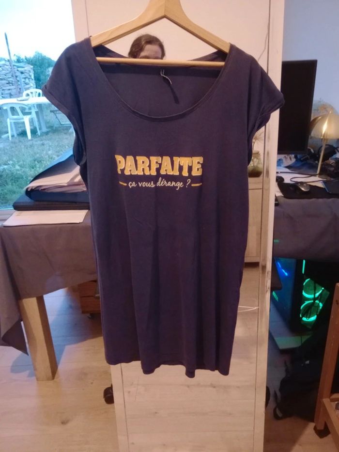 Chemise de nuit femme L bleu marine message c64 - photo numéro 6