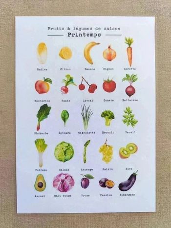 Fruits et légumes de saison du Printemps A4 papier 250G