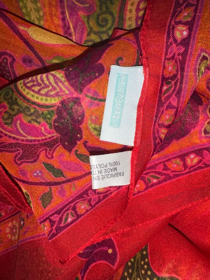 Foulard étole oversize paisley fleurs rouge et multicolore Printemps 100x160cm - photo numéro 6