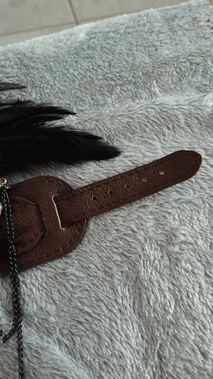 Bracelet Plumes masque doré marron noir - photo numéro 7