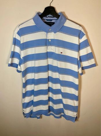 Polo bleu ciel et blanc pour homme Tommy Hilfiger taille L 029