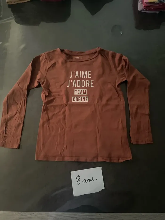 Teeshirt manches longues marrons rouille Gémo