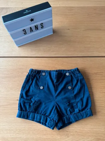 Short/bloomer en twill bleu marine - Taille 2/3 Ans