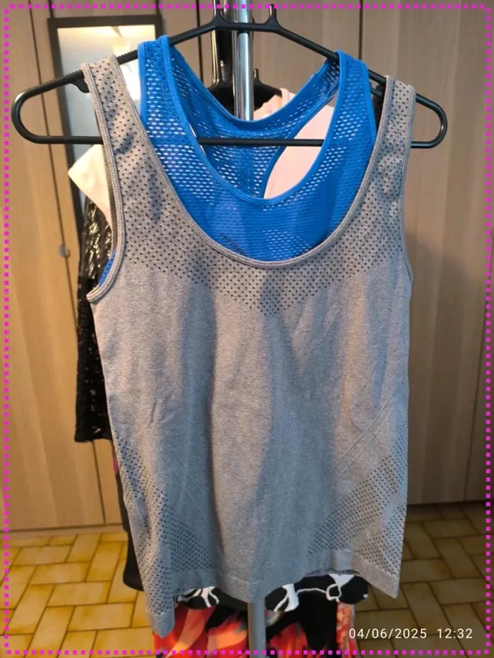 Débardeur sport gris/bleu (M)
