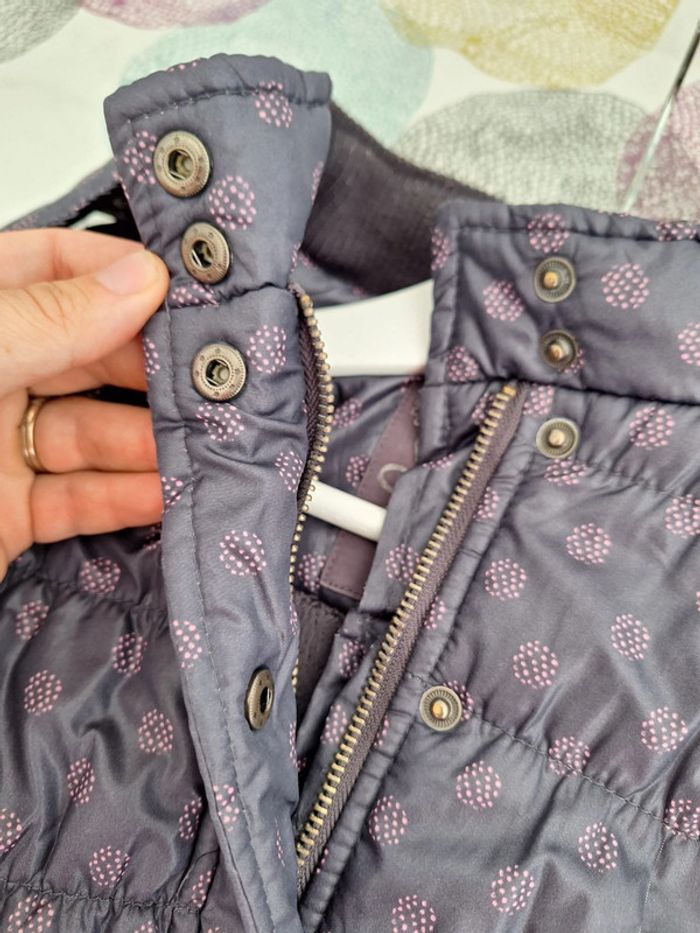 Manteau hiver taille 24 Mois gris à pois violet - photo numéro 3