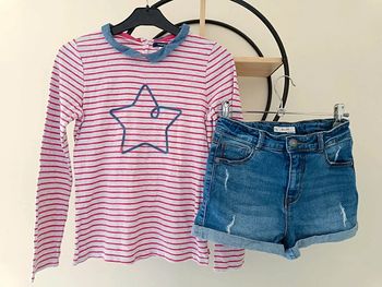 12 ans ensemble teeshirt Okaïdi et short en jean slim kiabi