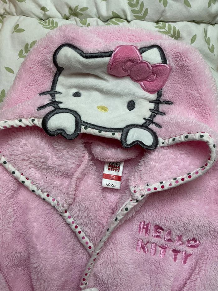 peignoir à capuche en polaire rose hello kitty avec ceinture 18 mois - photo numéro 6