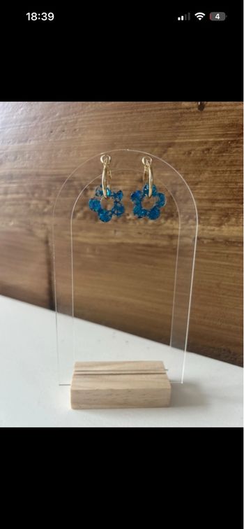 Boucle d’oreille femme pampille bleu 